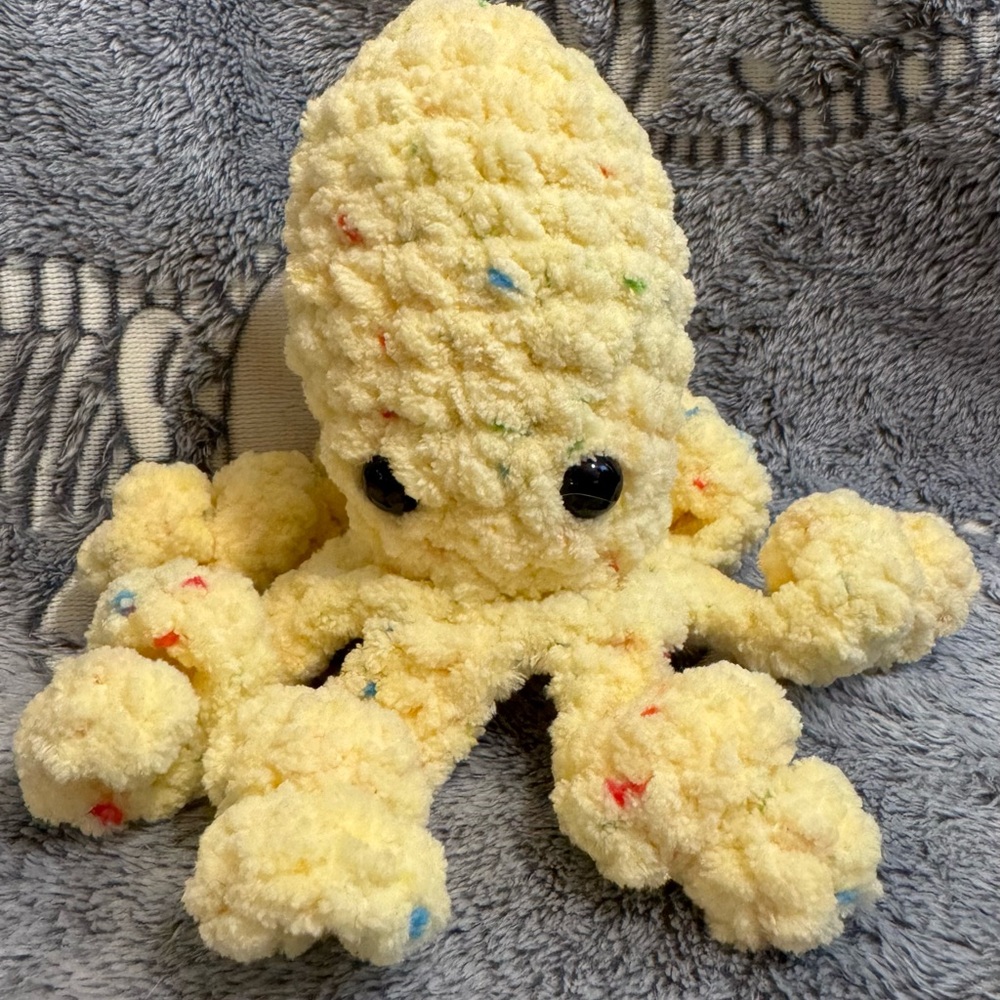 Handmade Crochet Yellow Plush Octopus Toy